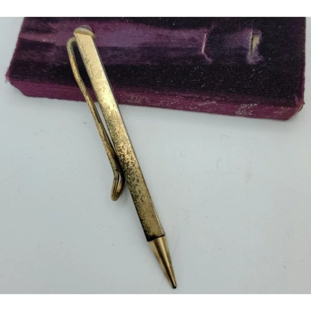 Mechanical Pencil Tie Clip Anson Red Stone Vintage with Original Box READ‎